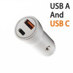 Wholesale USB-A and USB-C 2.4A Dual 2 Port Car Charger for Phone, Tablet, Speaker, Electronic (Car - White)